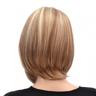 CoolShort-Bob-Mix-Brown-And-Gold-Secondary-Colors-Natural-Straight-center-partWith-Blonde-Highlights-Hair-Style-Women-Wig-0-3