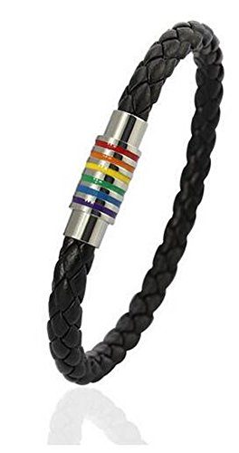 Nanafast-Titanium-Steel-Magnet-Rainbow-LGBT-Pride-Charm-Bracelet-PU-Leather-Weave-Plaited-Jewelry-0