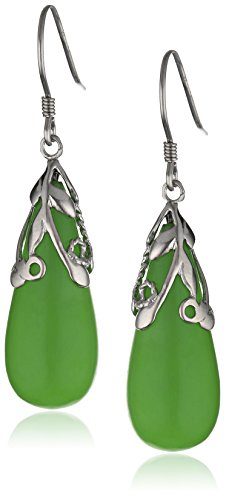 Rhodium-Plated-Sterling-Silver-Green-Jade-Teardrop-Earrings-0