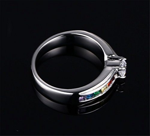Womens-Stainless-Steel-Ring-Rainbow-CZ-Lesbian-LGBT-Pride-Wedding-Jewelry-Engagement-Promise-Band-0-3