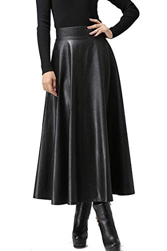 Zeagoo-Women-Winter-Synthetic-Leather-High-Waist-Midi-Maxi-Long-Skirt-0-1