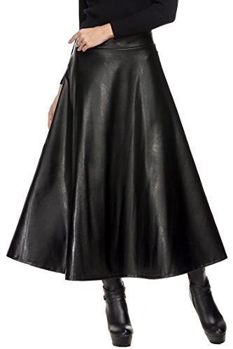 Zeagoo-Women-Winter-Synthetic-Leather-High-Waist-Midi-Maxi-Long-Skirt-0