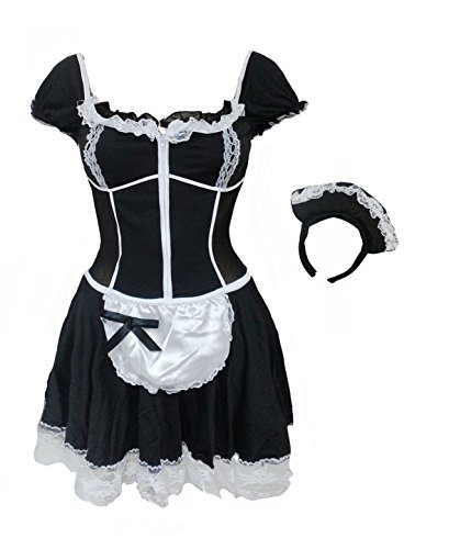 BSLINGERIE-Women-Black-French-Maid-Costume-Dress-0