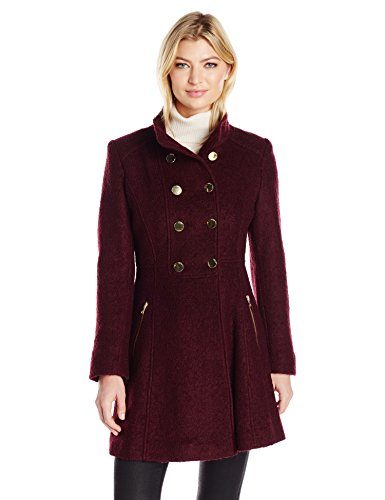 GUESS-Womens-Wool-Boucle-Military-Flared-Coat-0