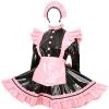 Gocebaby Locking Sissy Maid Dress Black and Pink PVC Crossdresser Costume