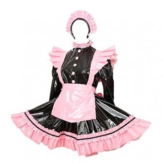 Gocebaby-Sissy-Maid-Pink-PVC-Lockable-Dress-Uniform-Costume-0-0