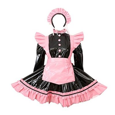 Gocebaby-Sissy-Maid-Pink-PVC-Lockable-Dress-Uniform-Costume-0