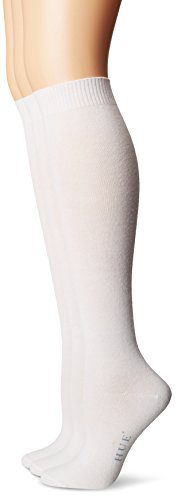 HUE-Womens-Flat-Knit-Knee-Socks-Pack-of-3WhiteOne-Size-0