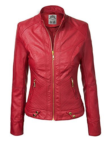 MBJ-WJC747-Womens-Dressy-Vegan-Leather-Biker-Jacket-XS-RED-0