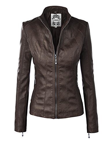 MBJ-WJC877-Womens-Panelled-Faux-Leather-Moto-Jacket-XS-COFFEE-0