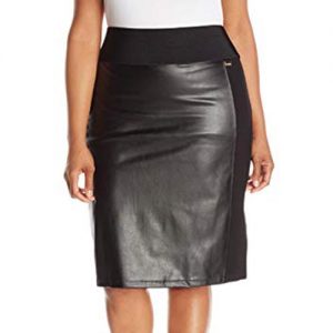 Plus Size Stretch Part PU Leather Skirt By Calvin Klein