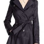 Womens Single Breasted Belted Trench Coat with Hood