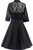 vintage-1950s-style-3-4-sleeve-black-lace-flare-a-line-dress-e