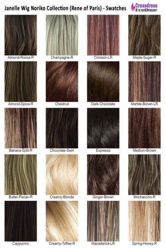 Janelle Noriko Wig Collection Color Contact Sheet