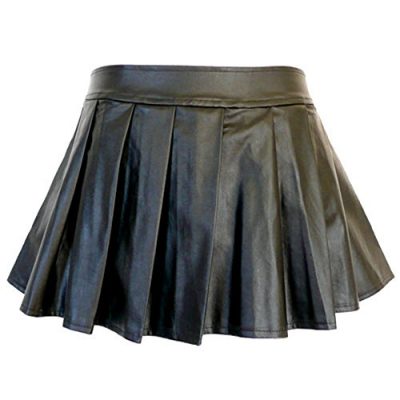 5209-Plus-Size-PVC-Faux-Leather-Pleated-Sexy-Mini-Skirt-Black-0