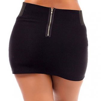 824-Plus-Size-Sexy-Stretchy-Waist-Back-Zipper-Short-Mini-Skirt-Black-0-0