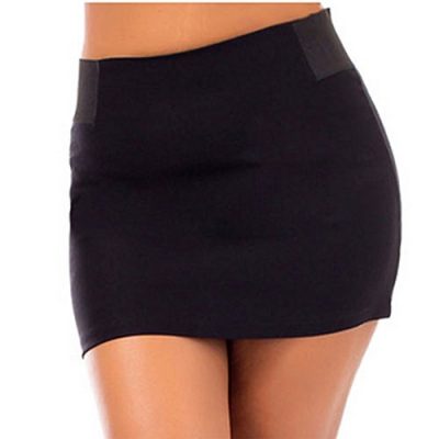 824-Plus-Size-Sexy-Stretchy-Waist-Back-Zipper-Short-Mini-Skirt-Black-0