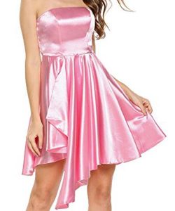 Satin Strapless High Waist Irregular Hem Swing Party Crossdresser Mini Dress
