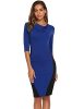 ALOFA-Womens-Cowel-Collar-Contrast-Patchwork-Casual-Work-Pencil-Dress-Royal-Blue-S-0