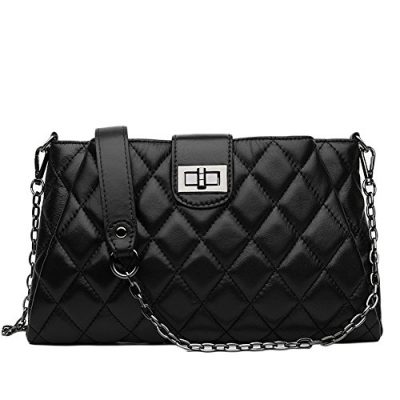 ANA-LUBLIN-Women-Real-Leather-Cross-Body-Bag-Lambskin-Quilted-Shoulder-Bag-Small-Handbag-Purse-Scale-Black-0