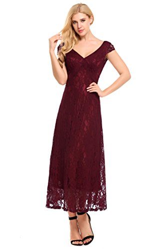 ANGVNS-Womens-Cap-Sleeve-V-Neck-Long-Evening-Wedding-Party-Dress-Wine-Red-S-0
