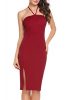 ANGVNS-Womens-Halter-Neck-Strapless-Backless-High-Waist-Slit-Hem-Bodycon-Party-Dress-S-Ponceau-0