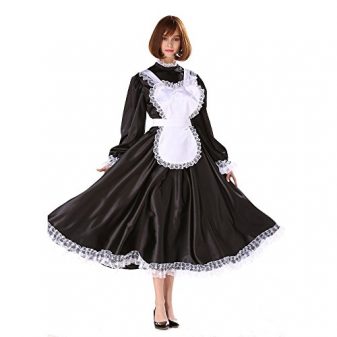 GOceBaby-Sissy-Girl-Maid-Lockable-Medium-Length-Satin-Dress-Uniform-Crossdresser-0-1