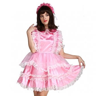GOceBaby-Sissy-Girl-Maid-Lockable-Pink-Organza-Satin-Dress-Costume-Crossdress-0-1