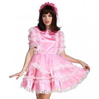 GOceBaby-Sissy-Girl-Maid-Lockable-Pink-Organza-Satin-Dress-Costume-Crossdress-0-2