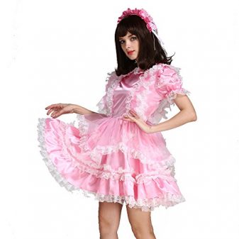 GOceBaby-Sissy-Girl-Maid-Lockable-Pink-Organza-Satin-Dress-Costume-Crossdress-0-4