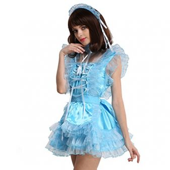 blue satin sissy maid dress 