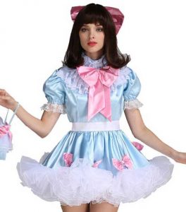 Gocebaby Sissy Girl Lockable Maid Bow Dress Stain Puffy Crossdresser Costume