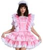 Gocebaby Sissy Girl Maid Satin Pink Lockable Crossdressing Dress Costume Uniform
