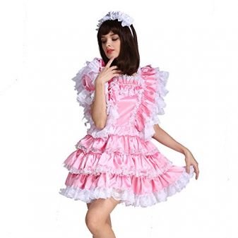 Gocebaby-Sissy-Girl-Maid-Satin-Pink-Lockable-Dress-Costume-Uniform-Crossdressing-0-1