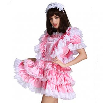 Gocebaby-Sissy-Girl-Maid-Satin-Pink-Lockable-Dress-Costume-Uniform-Crossdressing-0-2