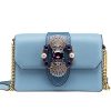 LAFESTIN-Ladies-Cute-Bags-Dazzling-Jewels-Shoulder-Chain-Purse-Leather-Blue-0