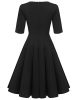Leoneva-Womens-1950s-Vintage-Retro-Half-Sleeve-V-Neck-Tea-Boll-Swing-Dress-0-1