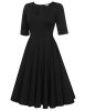 Leoneva-Womens-1950s-Vintage-Retro-Half-Sleeve-V-Neck-Tea-Boll-Swing-Dress-0