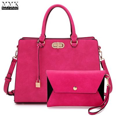 MMK-collection-Fashion-Handbag-with-coin-purseXL-11-Classic-Women-Purse-Handbag-for-Women-Signature-fashion-Designer-Purse-Perfect-Women-Satchel-Purse-XL-23-7581-Hot-pink-0