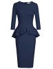 MUXXN-Womens-Flattering-Half-Sleeves-Pleated-Waist-Package-Hip-Casual-Dress-Blue-S-0