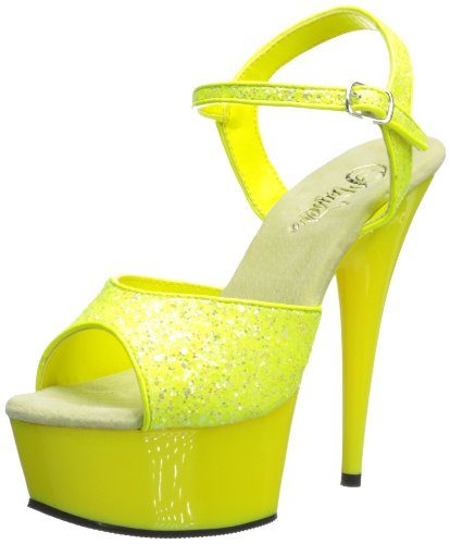 Pleaser-Womens-Delight-609-Ankle-Strap-SandalNeon-Yellow-GlitterYellow5-M-US-0