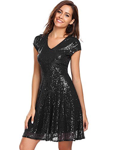 Unibelle-Womens-Sequin-Dress-V-Neck-Cap-Sleeve-Sparkle-Cocktail-Club-Party-Dress-0-3