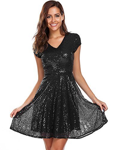 Unibelle-Womens-Sequin-Dress-V-Neck-Cap-Sleeve-Sparkle-Cocktail-Club-Party-Dress-0