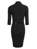 ZEAGOO-Womens-Official-Lapel-V-Neck-34-Sleeve-Belted-Business-Pencil-Dress-0-1