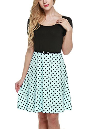 Zeagoo-Women-Summer-Short-Sleeve-Polka-Dots-A-Line-Flare-Party-Cocktail-Dress-0