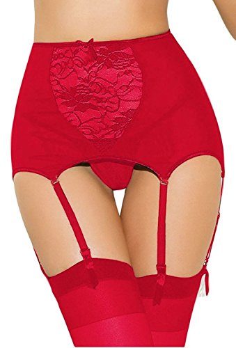 Estanla-Womens-Sexy-High-waisted-Hollow-out-Lace-Garters-XS-Red-0