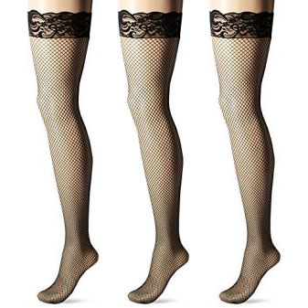 Fishnet Thigh-High Stockings with Silicone Lace Top by Dreamgirl