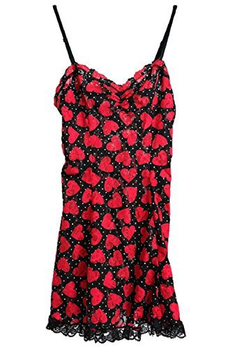 Hanky-Panky-Womens-Queen-of-Hearts-Cigarette-Girl-Chemise-BlackRed-XL-6R5836-0