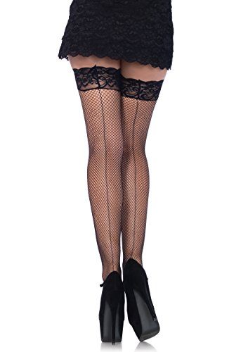 Leg-Avenue-Womens-Fishnet-Thigh-High-Stockings-with-Back-Seam-and-Silicone-Lace-Top-0-0