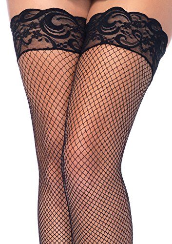 Leg-Avenue-Womens-Fishnet-Thigh-High-Stockings-with-Back-Seam-and-Silicone-Lace-Top-0-2